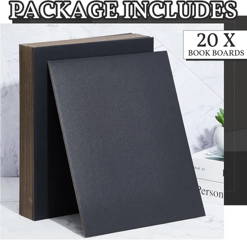 Miniatura 3 de 20 Piezas Tablero para Libros, Tablero de Encuadernadores Cartón Prensado Tablero para Libros de Diseño Kraft Láminas de Cartón Prensado Extra Negro