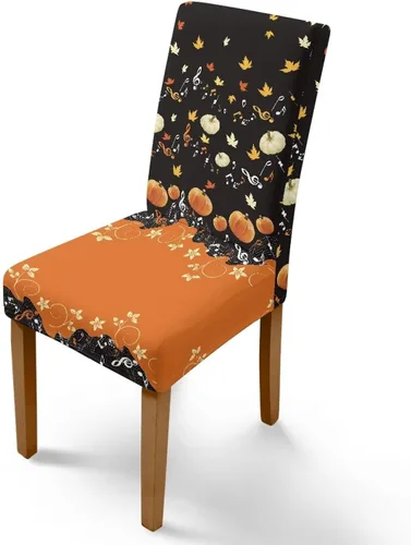 Miniatura 46 de Rnyleeg Thanksgiving Chair Covers for Living Room No Arms Turkey Pumpkin Stretch Dining Chair Covers Set of 6 Soft Washable Kitchen Chair Protector