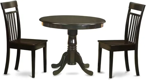 Miniatura 13 de East West Furniture AANCA5-MAH-W Juego de mesa de comedor de 5 piezas incluye una mesa de cocina redonda con pedestal y 4 sillas de comedor, 36 x 36