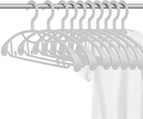 Miniatura 10 de Percha de plástico para ropa, extra gruesa de plástico con hombro ancho para adultos, rotación de 360 grados, antideslizante, percha estándar