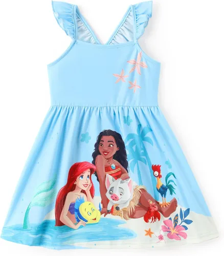 Miniatura 9 de Disney Vestido de princesa Minnie Mouse Frozen Elsa para niñas, con volantes, sin mangas, entrecruzado, ropa de verano para bebé a niño pequeño