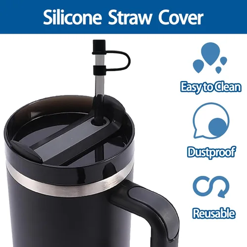 Miniatura 3 de 6 fundas de silicona para popote compatibles con Stanley Cup, vaso de 30 y 40 onzas con asa de 0.394 in, tapas de popote a prueba de polvo
