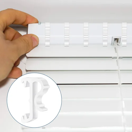 Miniatura 5 de Jetec Clips para ventana de cenefa ciega de 1 pulgada, clips de retención de cenefa de plástico blanco oculto (12 piezas)