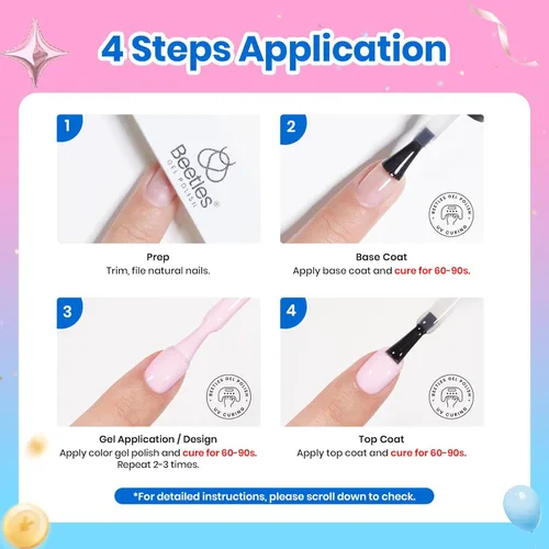 Miniatura 7 de Kit de Esmalte de Uñas en Gel Beetles con Luz UV - Juego de 31 Esmaltes de Uñas en Gel de Color Popular con Base y Capa Superior Mate y Brillante