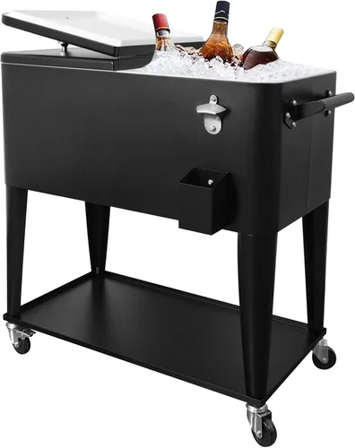 Nattork Enfriador portátil con ruedas de 80 cuartos de galón, carrito de hielo con ruedas, baúl de hielo para bebidas al aire libre para patio con