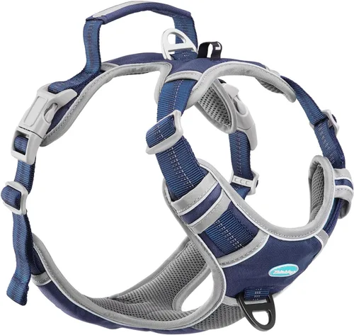 Miniatura 11 de ThinkPet Arnés deportivo transpirable, antitirones para perro, con asa, arnés reflectante y ajustable para perros medianos o grandes, clip trasero