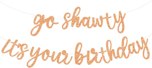Miniatura 20 de BEISHIDA Cartel con texto en inglés «Go Shawty It's Your Birthday» con texto en inglés «No DIY Hip Hop» con tema de feliz cumpleaños, cartel de Rojo