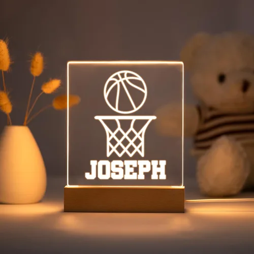 Miniatura 4 de Luz nocturna personalizada para niños, niñas, niños, regalos personalizados para decoración de dormitorio de bebé niño baloncesto Luz nocturna 019