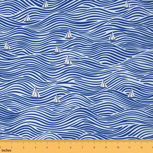 Miniatura 12 de jejeloiu Tela de Tapicería de Concha de Erizo de Mar por Yarda, Tela de Retapizado con Temática Marina Oceánica para Sillas, Tela Decorativa