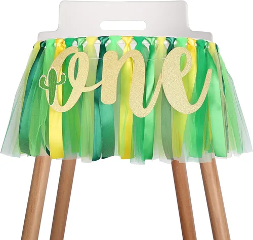 Cartel decorativo de cactus para silla de bebé, cartel de primer cumpleaños, guirnalda de tela para silla de bebé, suministros de fiesta, amarillo,