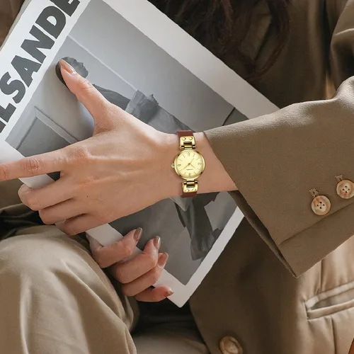 Miniatura 3 de NN BEN NEVIS Relojes para mujer elegante clásico pequeño reloj de cuero dorado Easy Reader Relojes de pulsera para mujer
