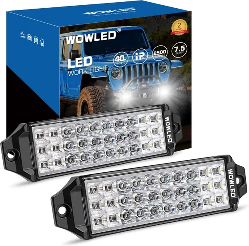 Miniatura 9 de Luces LED ámbar y blanco de alta gama, paquete de 2 módulos de luz cuadrados de 4.5 pulgadas con arnés de cableado, 3 modos de inundación puntual