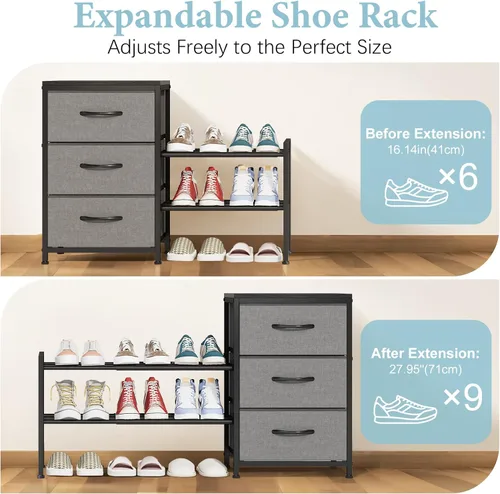 Miniatura 8 de Cidaziya Expandable Closet Organizers and Storage, Black Fabric Storage Dresser, 3 Drawer Dresser, Clothes Shelves for Kids, Purse Organizer Small