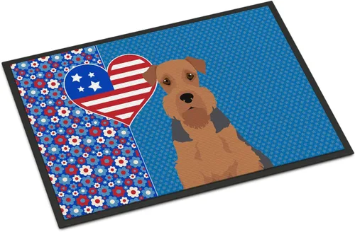 Miniatura 131 de Caroline's Treasures WDK5119JMAT Airedale Terrier USA - Tapete para interiores o exteriores, 24 x 36 pulgadas, tapete para puerta delantera