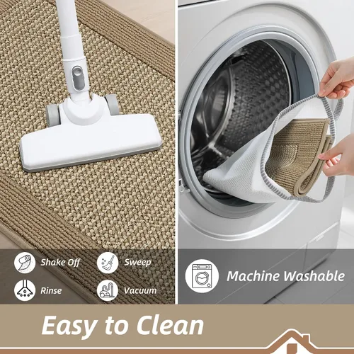 Miniatura 7 de BEQHAUSE Tapete para puerta interior de 20 x 32 pulgadas, tapete antideslizante para entrada, lavable, resistente a la suciedad, tapete