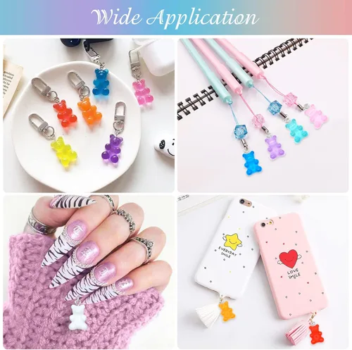 Miniatura 4 de ZOCONE Dije de caramelo colorido, bonitos dijes de resina para hacer joyas, llaveros, collares, pulseras, aretes, suministros de resina para Osos