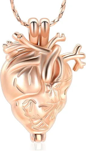Miniatura 32 de Imrsanl Collar con colgante de joyería de cremación para cenizas – Collar anatómico de urna de corazón para cenizas – Medallones conmemorativos