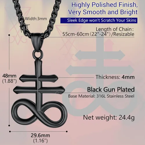 Miniatura 12 de PROSTEEL Satanic Jewelry Upside Down Cross Necklace for Men Women, 316L Stainless Steel/925 Sterling Silver Inverted Cross/Leviathan Cross Pendant