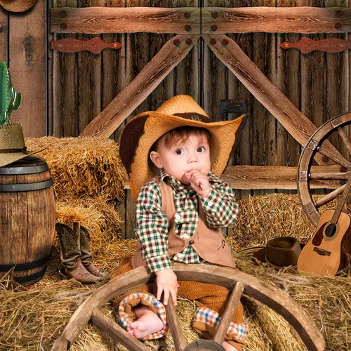 Miniatura 2 de Fondo de madera rústica de vaquero occidental, para casa de granero, fondo de fotografía para niños, niños, fiesta de cumpleaños, decoración