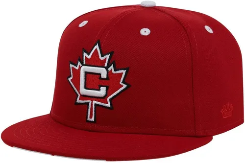 Rings & Crwns Gorra plana ajustada con logotipo de Canada Country Pride color rojo