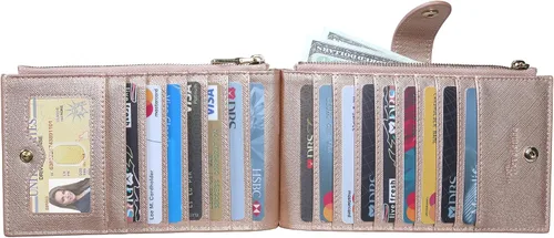 Miniatura 8 de Travelambo RFID Billetera de mujer con varios compartimientos para varias tarjetas con bolsillo con cierre, talla única