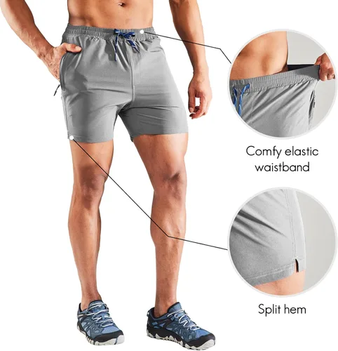 Miniatura 2 de Haimont Pantalones cortos de nailon de secado rápido para hombre con bolsillos con cremallera, ligeros, resistentes al agua, para exteriores