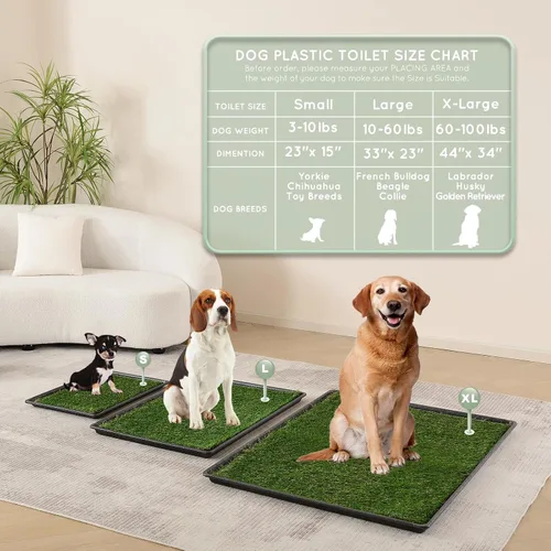 Miniatura 8 de HQ4US 4LEGS Almohadilla de césped para perros con bandeja, extra grande de 45 x 34 pulgadas, almohadilla de césped artificial ultra absorbente