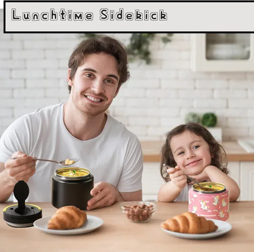 Miniatura 8 de Termo de 11.8 oz para Alimentos Calientes, Termo para Sopa de Acero Inoxidable, Contenedor de Comida Caliente con Cuchara Plegable, Tapa Abatible
