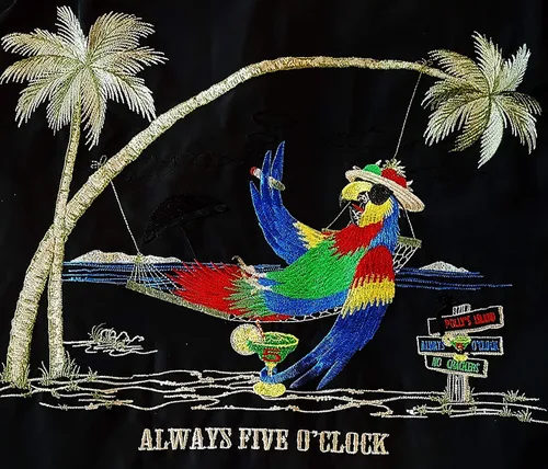 Miniatura 5 de Bamboo Cay Camisa de manga corta con botones bordados para hombre Always 5 Oclock