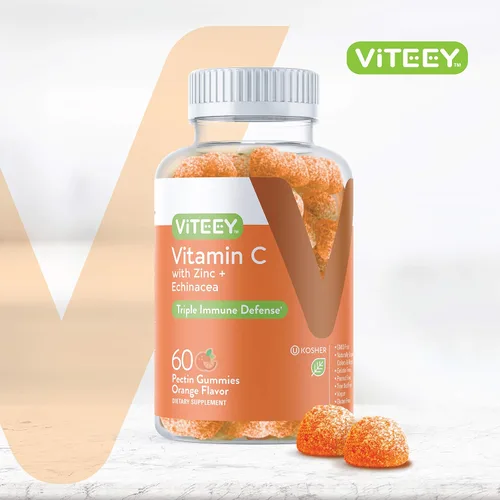 Miniatura 2 de Viteey Gomitas de vitamina C para adultos y adolescentes con zinc y equinácea, gomitas de apoyo inmunológico, veganas, sin gelatina, sin gluten, sin