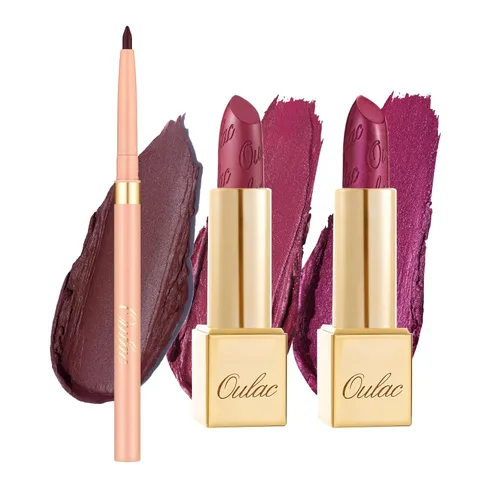 Miniatura 41 de Oulac Lápiz labial rojo, regalos de Navidad para mujeres, fórmula hidratante ligera con brillo 3D metálico, color de labios de alto impacto, Bomba
