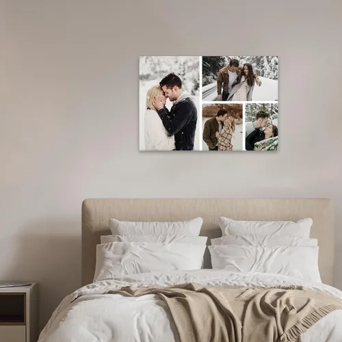 Miniatura 3 de DOARTDO Lienzo fotográfico personalizado con 4 collage de fotos múltiples, arte de pared personalizado para familia, niños, bebés, mascotas, marco