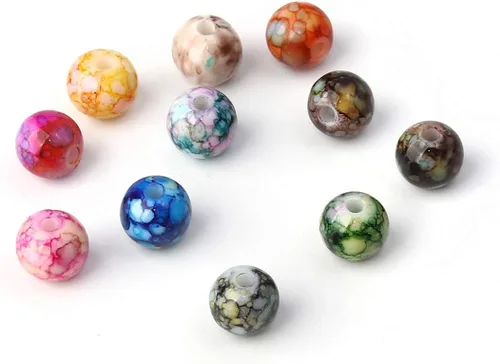 Miniatura 3 de 600 cuentas redondas de acrílico en patrones de salpicaduras, cuentas multicolor de 0.315 in con agujero de 0.063 in