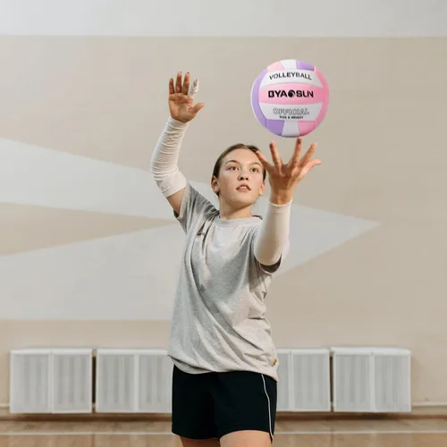 Miniatura 6 de Soft Official Volleyball for Indoor Outdoor Beach, Size 5 Training Volleyball for Beginner Teenager Adult Rosado/Púrpura