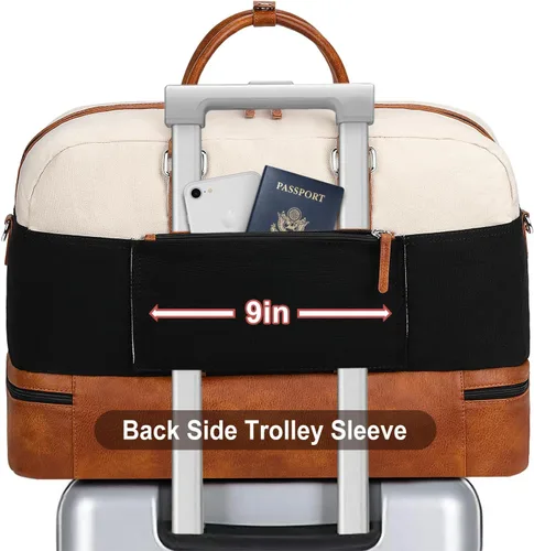 Miniatura 137 de IBFUN Bolsas de fin de semana para mujer, bolsa grande de lona para viaje, bolsa de viaje con compartimento para zapatos, 21 pulgadas, juego de 3