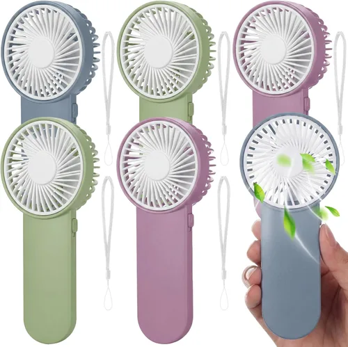 Miniatura 18 de Sumind 6 unidades de pequeño ventilador portátil personal pequeño a granel de 1 velocidad eléctrico lindo alimentado por batería para el cuello