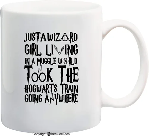 Miniatura 2 de Just A Wizard Girl Living In A Funny World - Taza de café divertida para oficina (15 onzas, blanco)