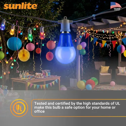 Miniatura 8 de Sunlite 40450 - Foco de luz LED de color A19, 3 W (equivalente a 25 W), base mediana E26, no regulable, certificación UL, decoración de fiestas, Azul