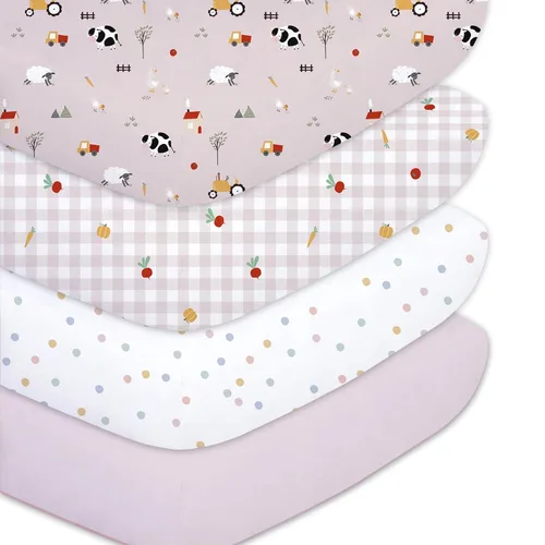 Miniatura 8 de Plushii Sábanas de Cuna para Bebés Varones Paquete de 4, 28"x 52" Juego de Sábanas de Cuna de Microfibra Extra Suave para Cuna Estándar y Colchón