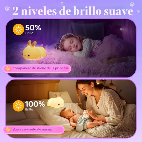 Miniatura 6 de OneFire Luz Nocturna para Niños Regalos de Navidad para Niños, Juguetes de Conejo de 16 Colores Lámpara Linda, Luz Nocturna de Bebé de Silicona