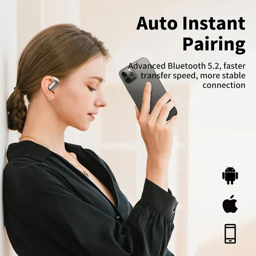 Miniatura 5 de BUGANI Auriculares de oreja abierta, Bluetooth 5.2 Auriculares de oreja abierta con micrófono, conversación clara ENC, sonido estéreo inmersivo