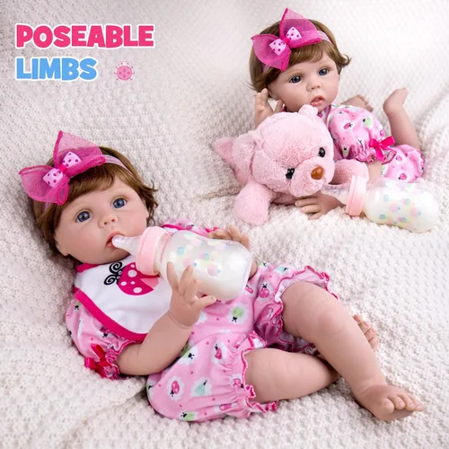 Miniatura 4 de Aori Muñecas de bebé Reborn realistas, cuerpo de tela ponderada realista de 22 pulgadas con extremidades de vinilo suave de 3/4, muñeca recién