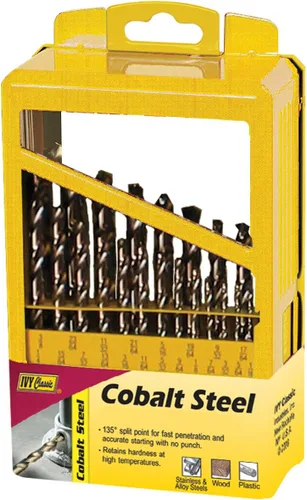 Miniatura 2 de IVY Classic 04188 Juego de brocas de acero cobalto de 5 piezas, punta dividida de 135 grados, caja de plástico resistente