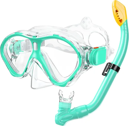 Miniatura 20 de Gintenco Juego de esnórquel para niños, máscara de buceo para niños como gafas de natación unisex, juego de máscara de buceo antivaho y esnórquel