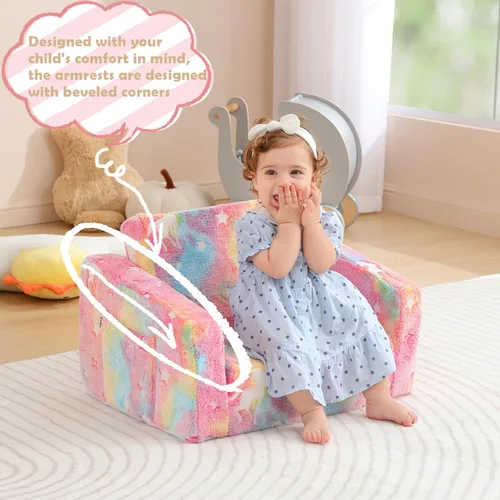 Miniatura 4 de Sofá plegable para niños pequeños, silla plegable con manta, sofá abatible para niños, sofá convertible que brilla en la oscuridad, regalo