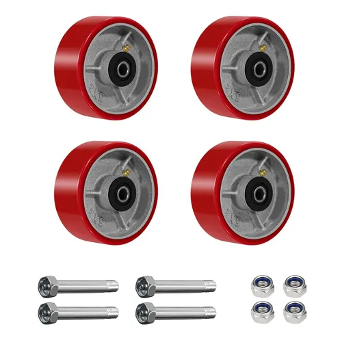 Miniatura 16 de Ruedas giratorias de repuesto de 6 x 2 pulgadas, rueda de hierro fundido de acero, resistente, capacidad de 1200 libras por rueda, orificio de 1/2