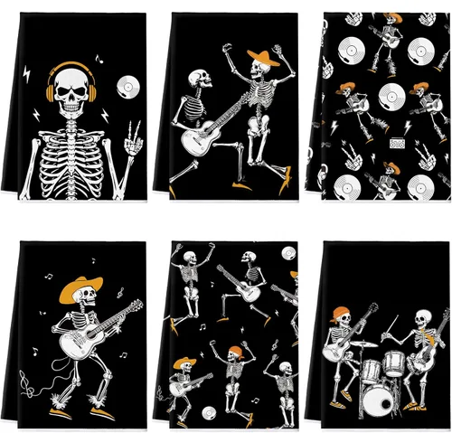 Miniatura 19 de Bencailor - 6 toallas de cocina góticas espeluznantes con tarot, toallas de mano, luna, sol, bruja, té, para fiestas de terror, regalos de baño