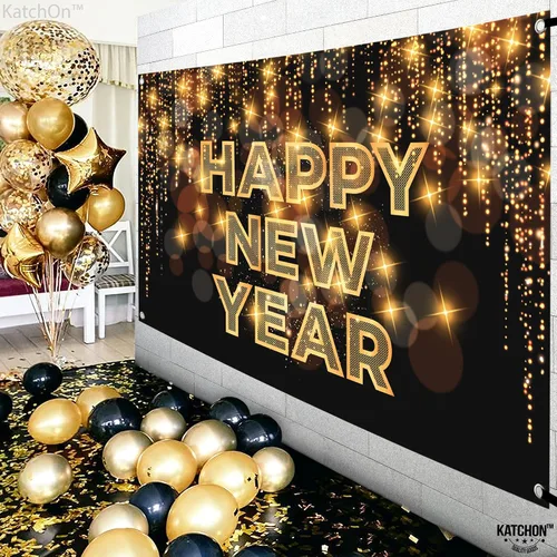 Miniatura 6 de KatchOn, XtraLarge - Cartel de feliz año nuevo – 72 x 44 pulgadas Fondo de feliz año nuevo para decoraciones de Año Nuevo 2026 Cartel de víspera