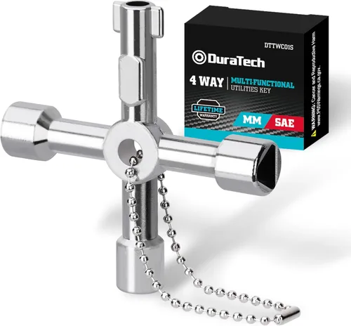 Duratech - Llave de utilidad de 4 vías, llave de agua multifuncional, paquete de 1, para válvula, grifo y espigas