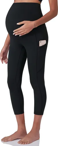 POSHDIVAH Leggings de entrenamiento de maternidad para mujer sobre el vientre, pantalones de yoga con bolsillos, ropa deportiva suave, pantalones de